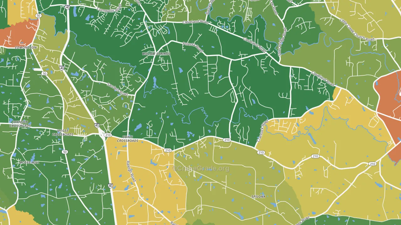 Coats Crossroads, NC Map of Theft Rates