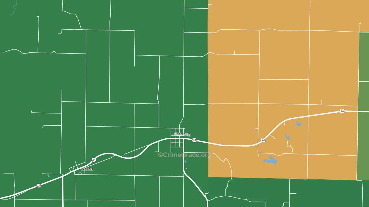Coatsburg, IL Map of Theft Rates