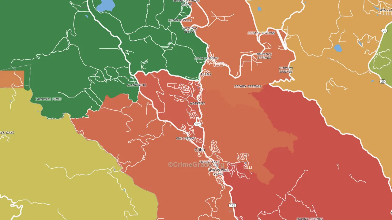 Cobb, CA Map of Theft Rates