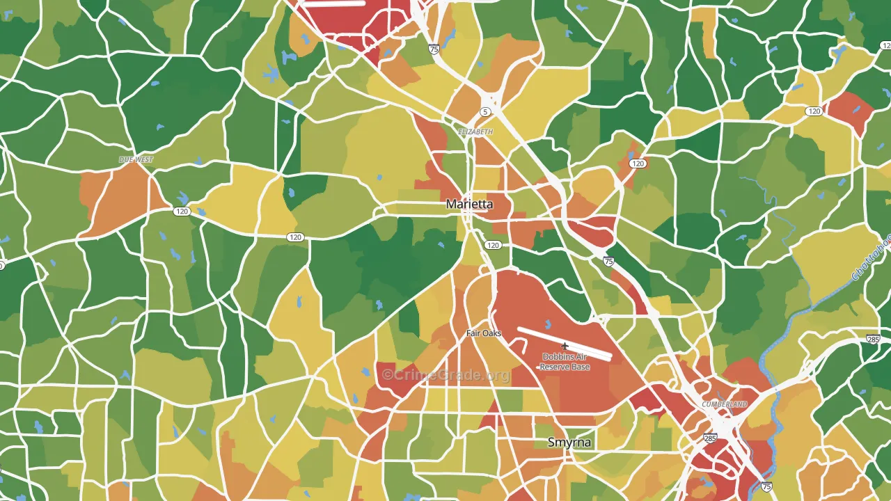 Cobb County, GA Map of Theft Rates
