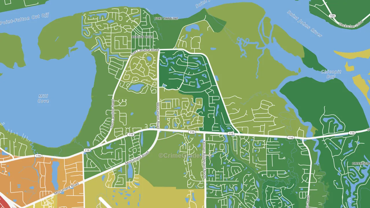 Cobblestone, Jacksonville, FL Map of Theft Rates
