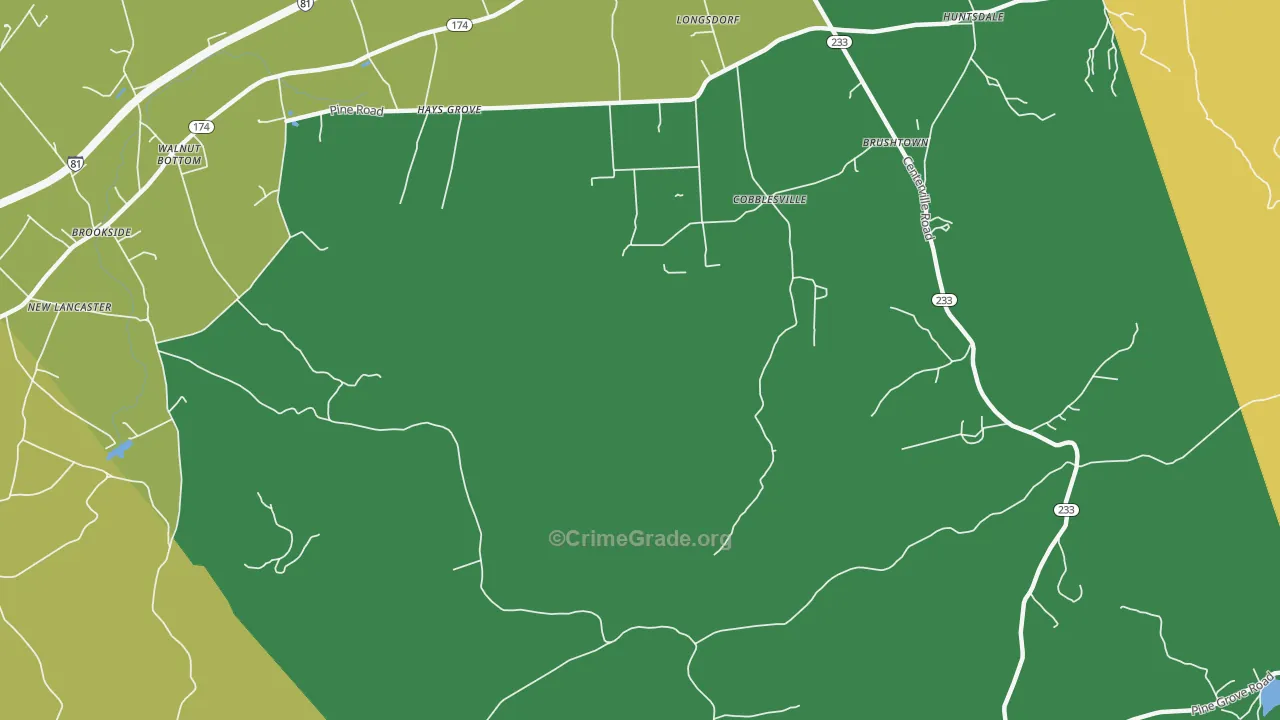 Cobblesville, PA Map of Theft Rates