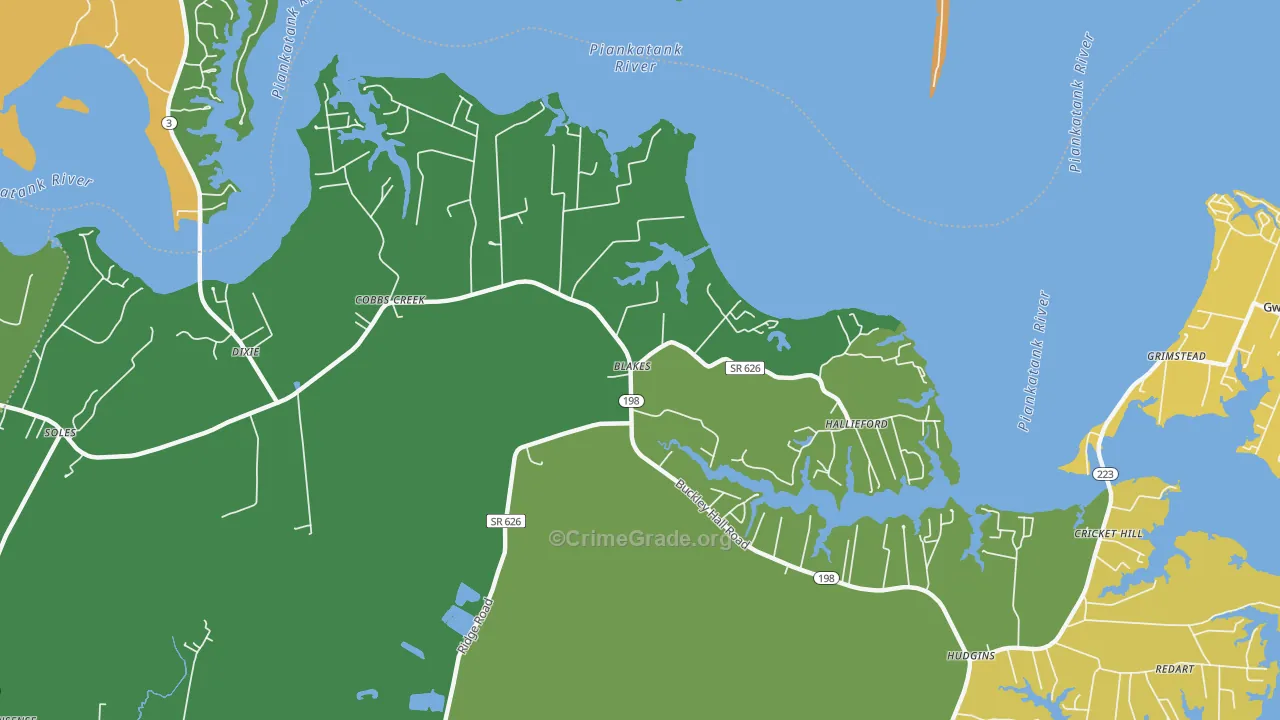 Cobbs Creek, VA Map of Theft Rates
