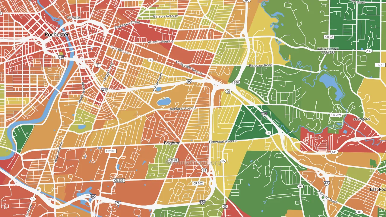 Cobbs Hill, Rochester, NY Map of Theft Rates