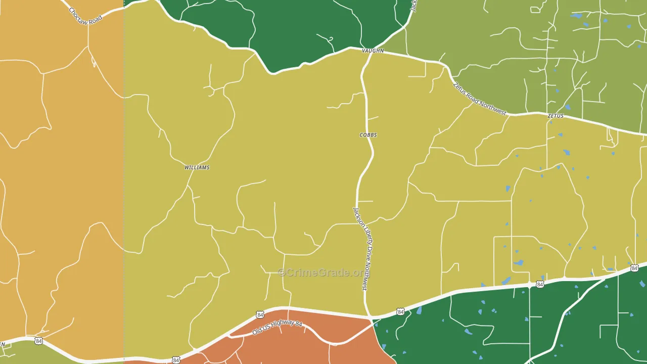 Cobbs, MS Map of Theft Rates