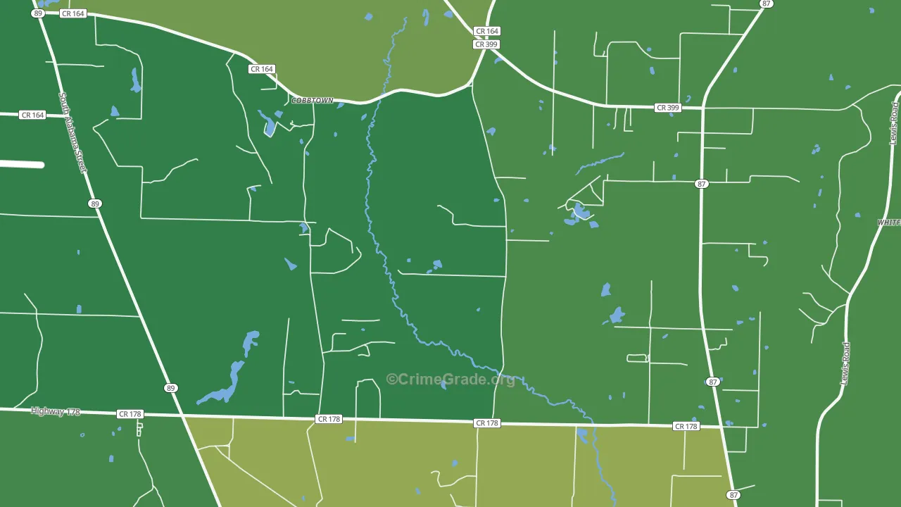 Cobbtown, FL Map of Theft Rates