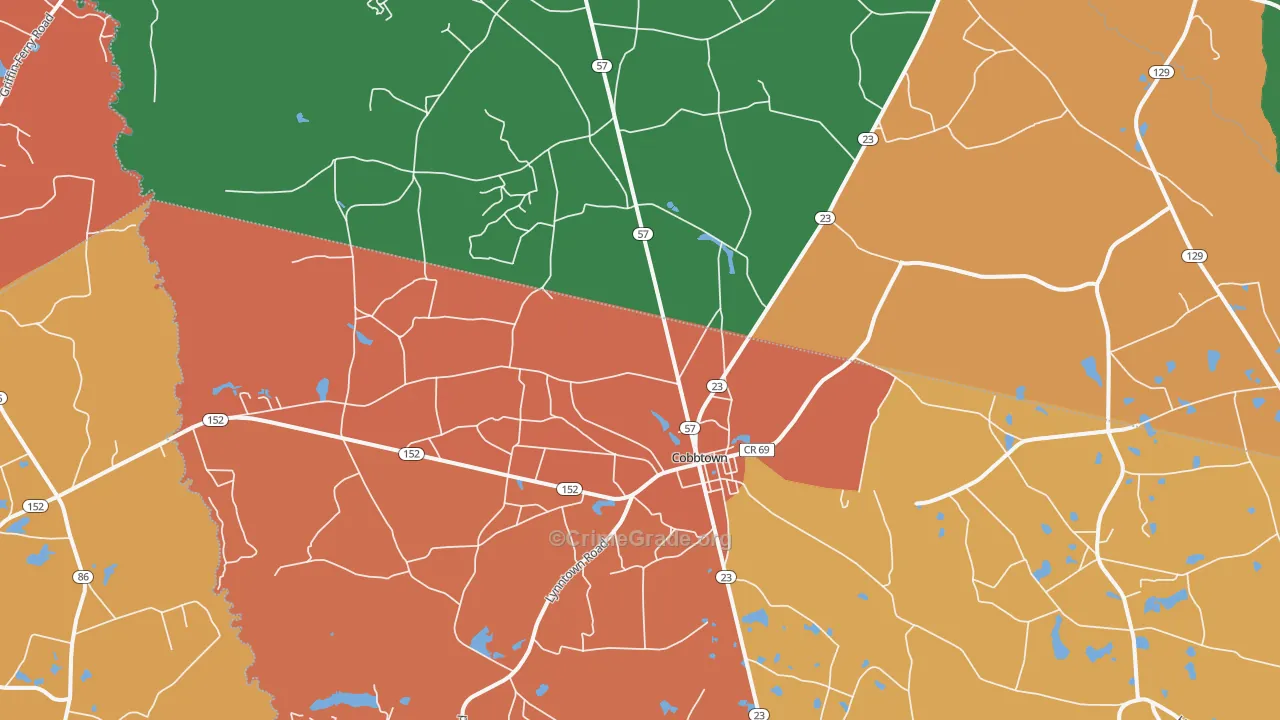 Cobbtown, GA Map of Theft Rates