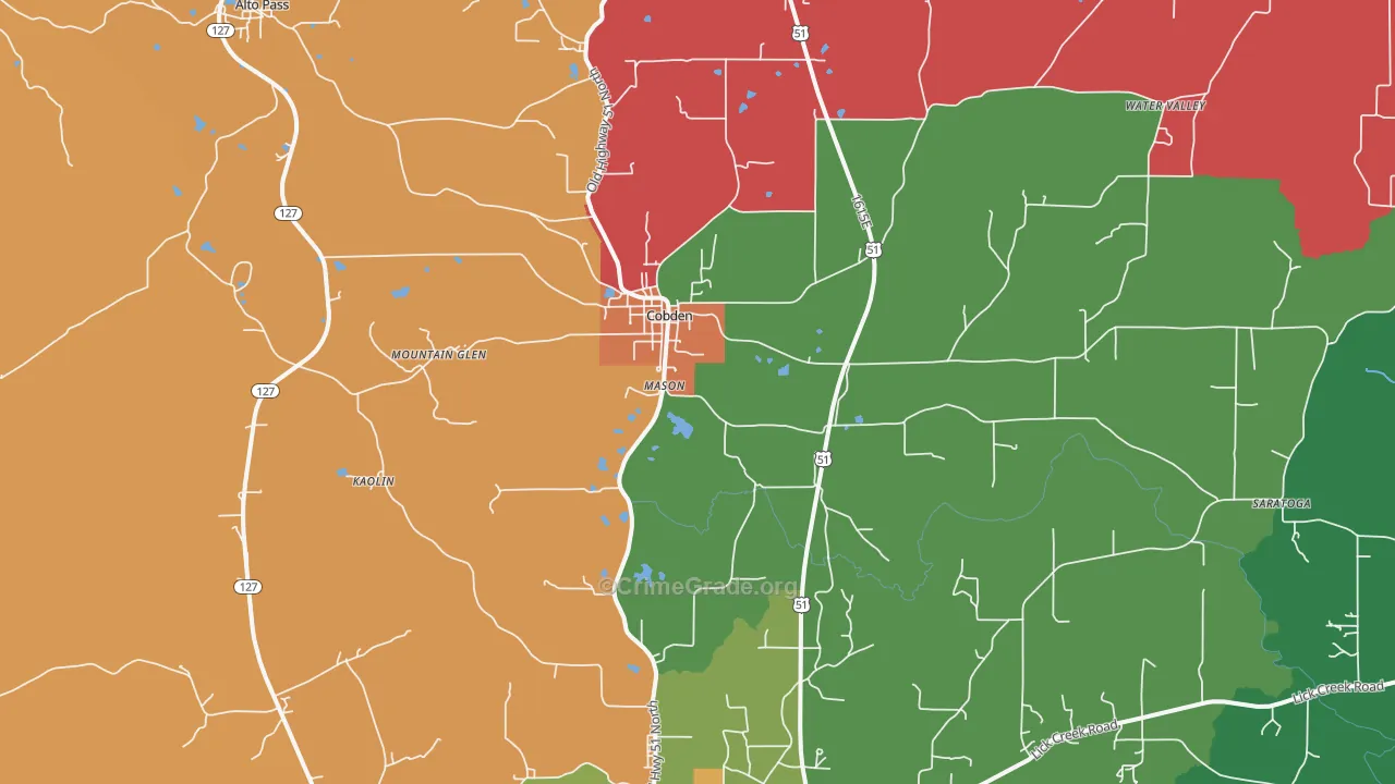 Cobden, IL Map of Theft Rates