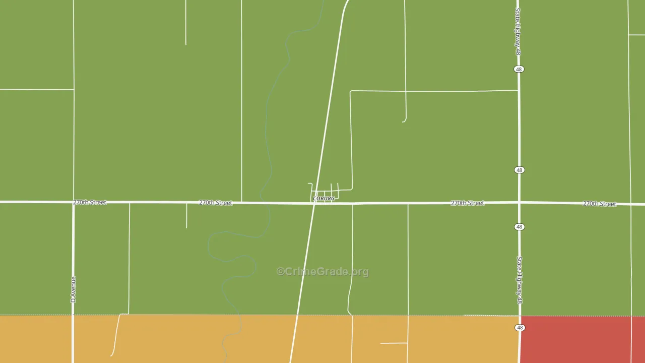 Coburg, IA Map of Theft Rates