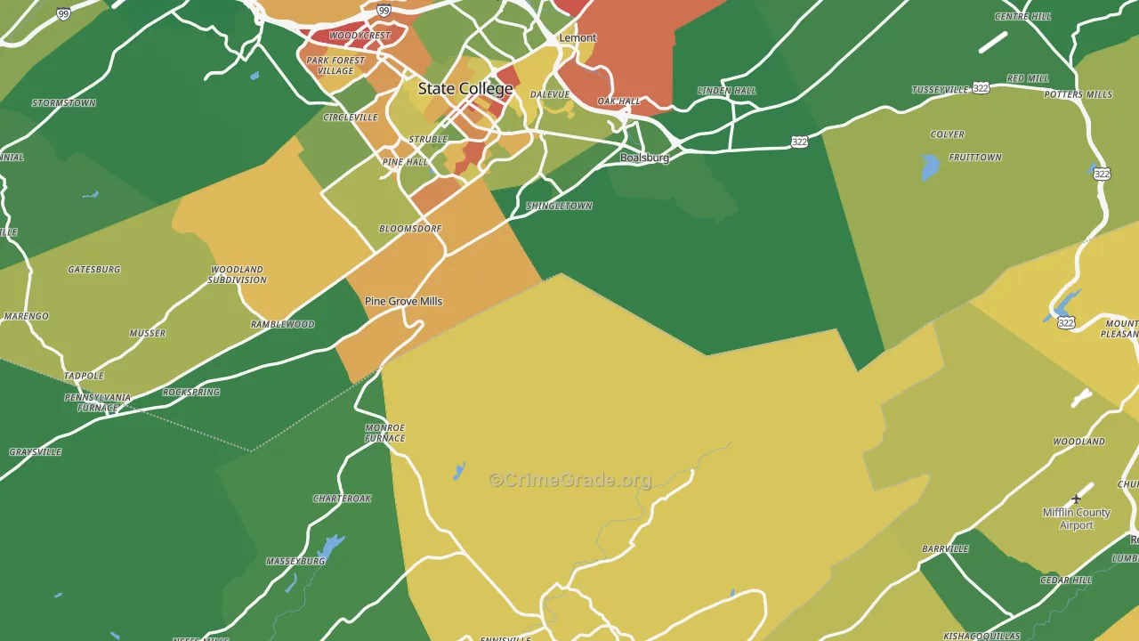 Coburn, PA Map of Theft Rates