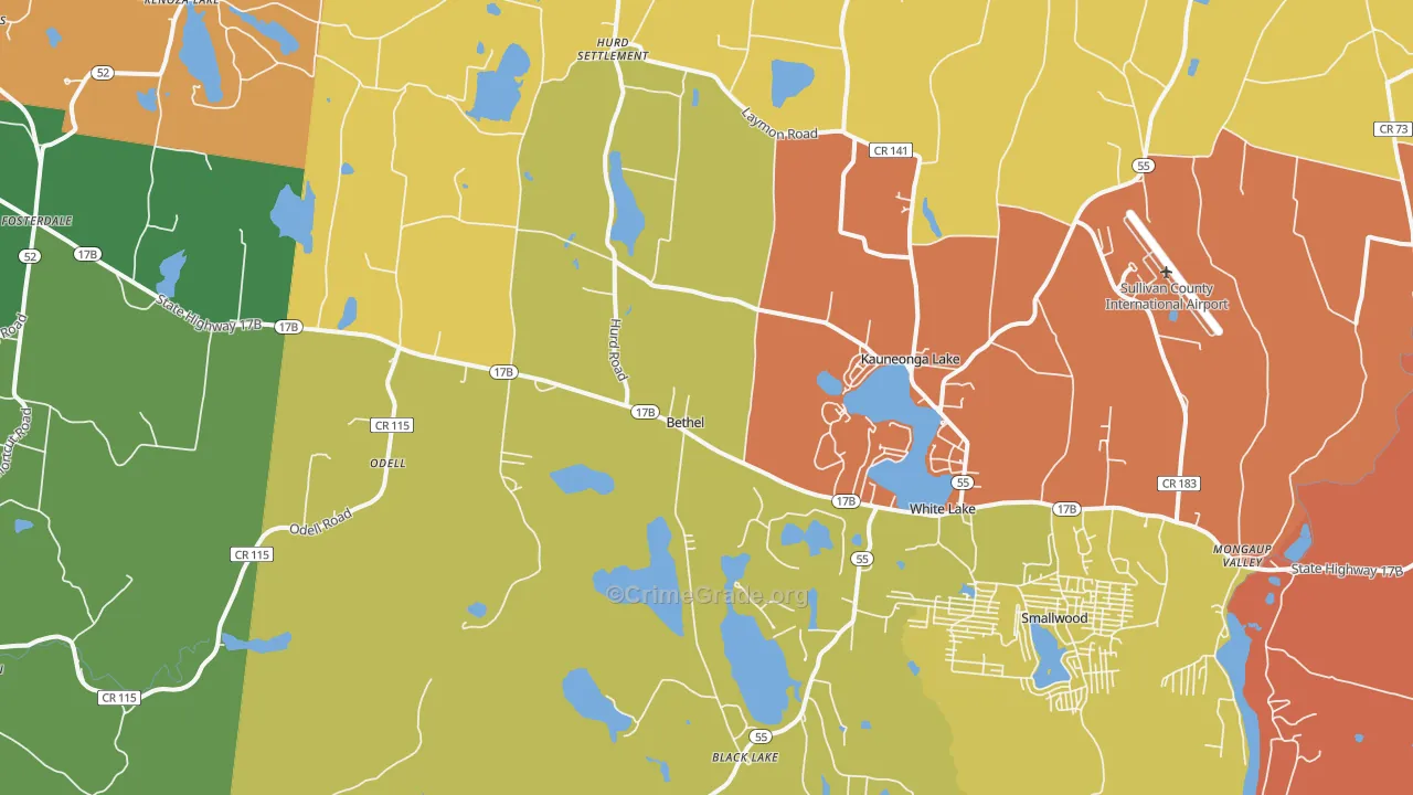 Cochecton Center, NY Map of Theft Rates