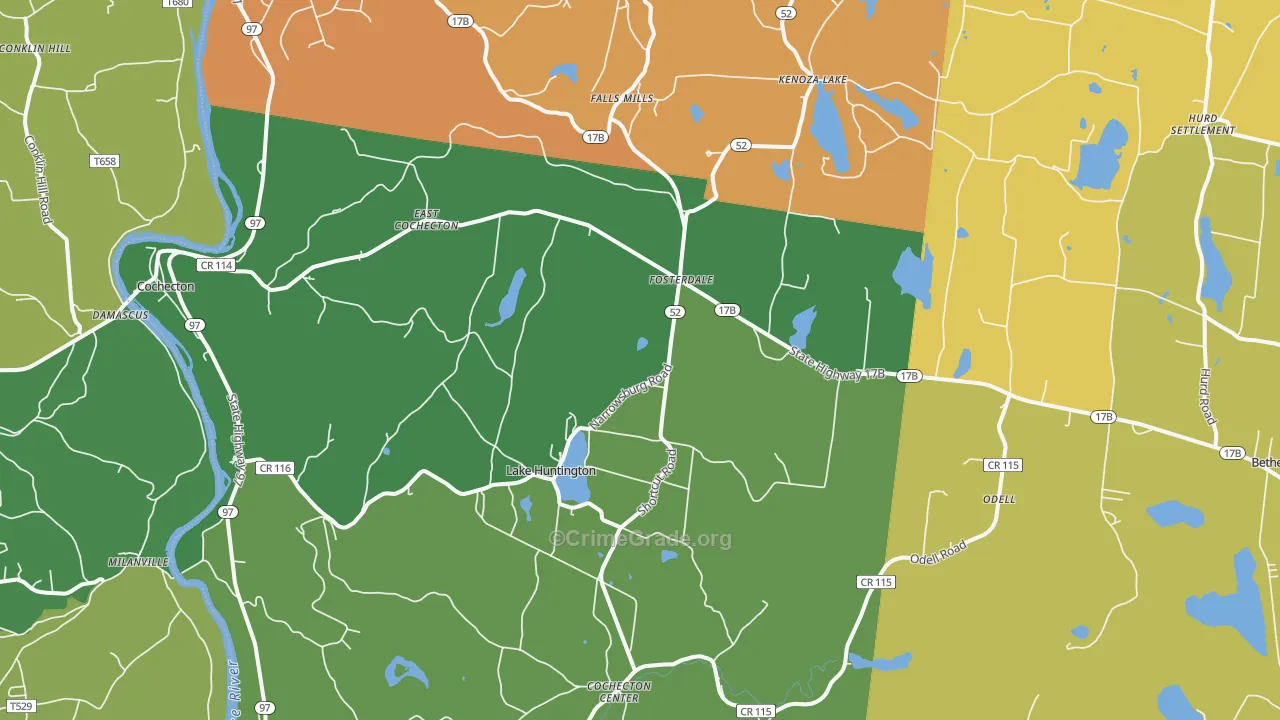 Cochecton, NY Map of Theft Rates
