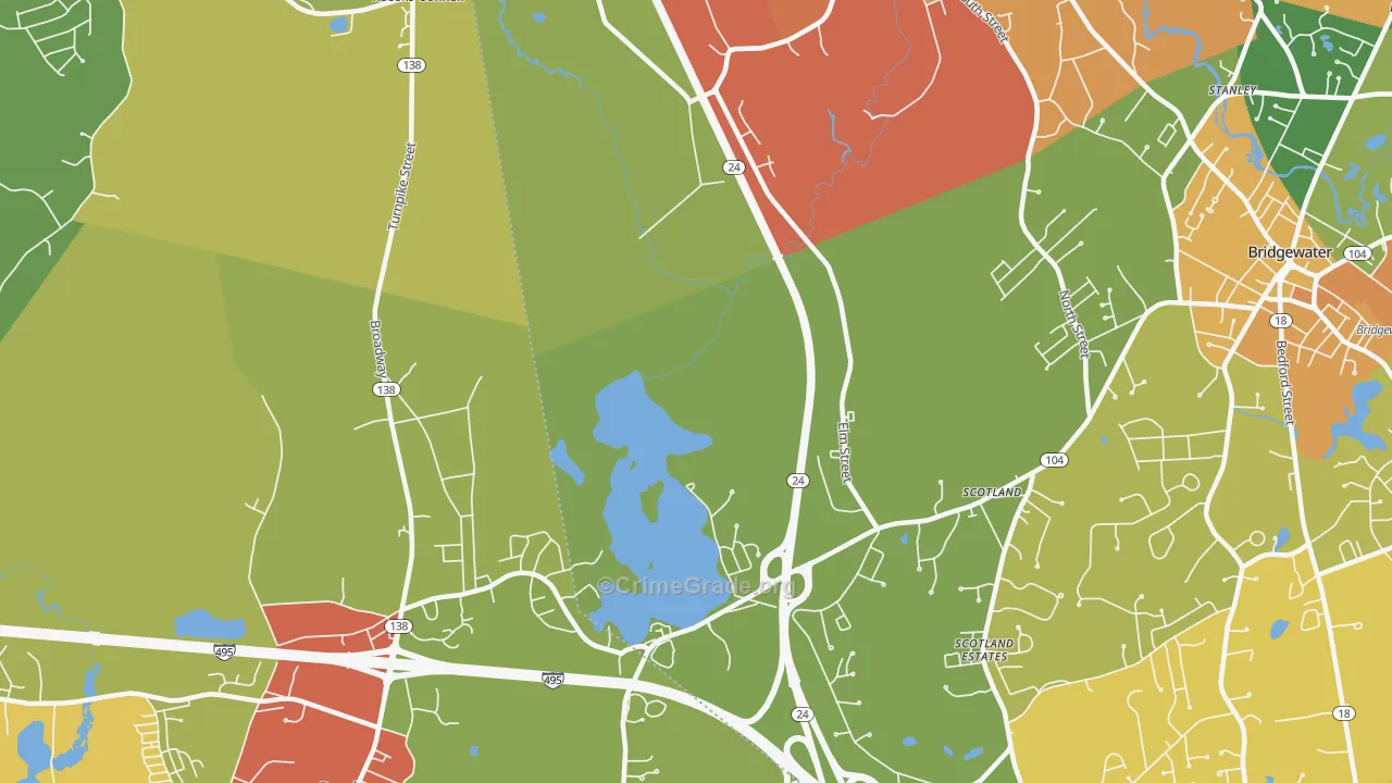 Cochesett, MA Map of Theft Rates