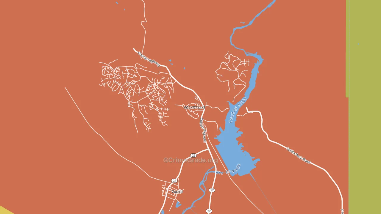 Cochiti Lake, NM Map of Theft Rates