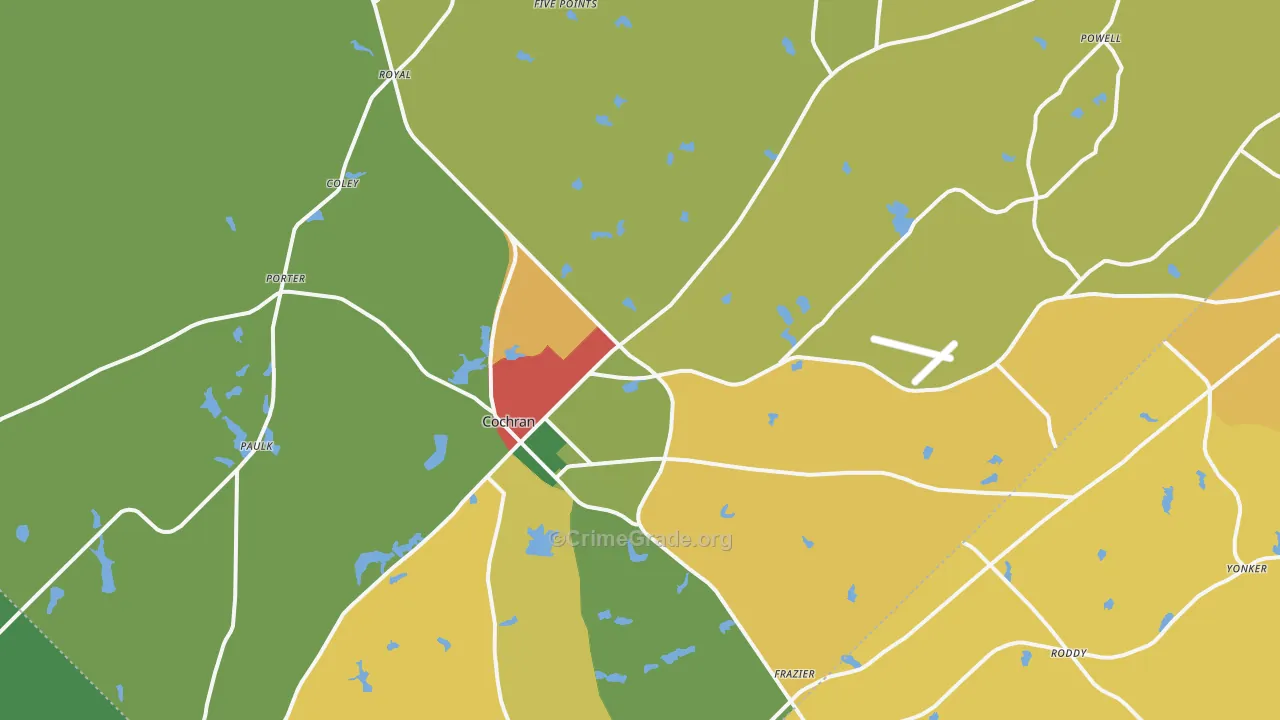 Cochran, GA Map of Theft Rates