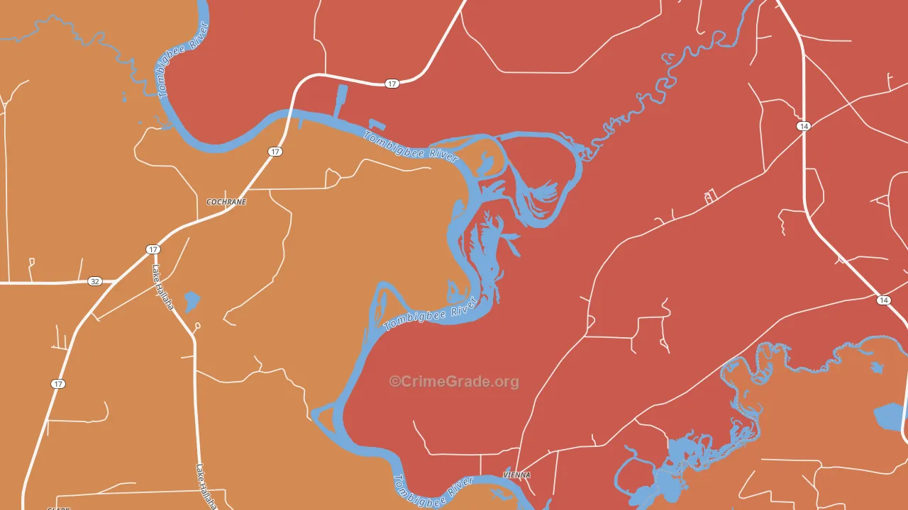 Cochrane, AL Map of Theft Rates