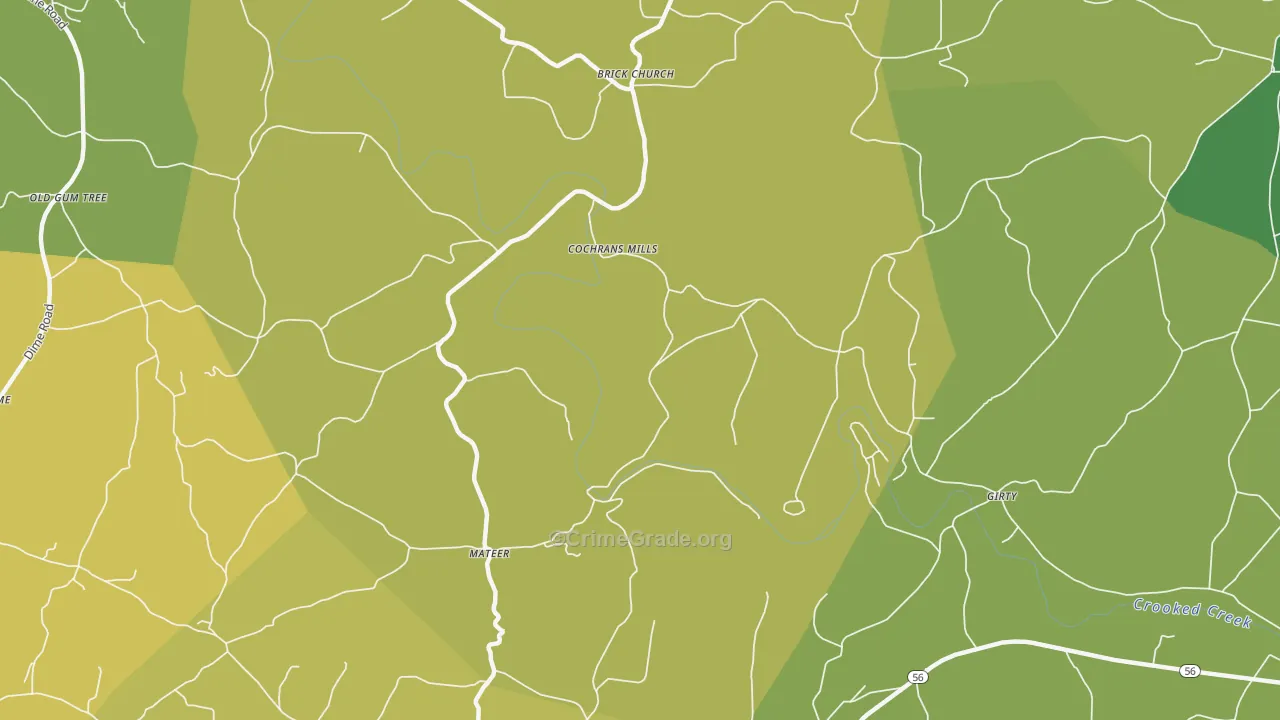 Cochrans Mills, PA Map of Theft Rates