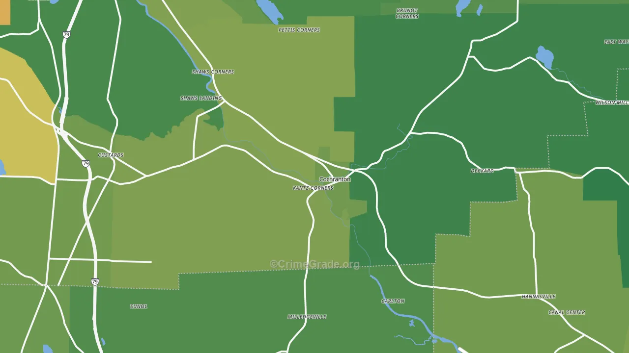 Cochranton, PA Map of Theft Rates