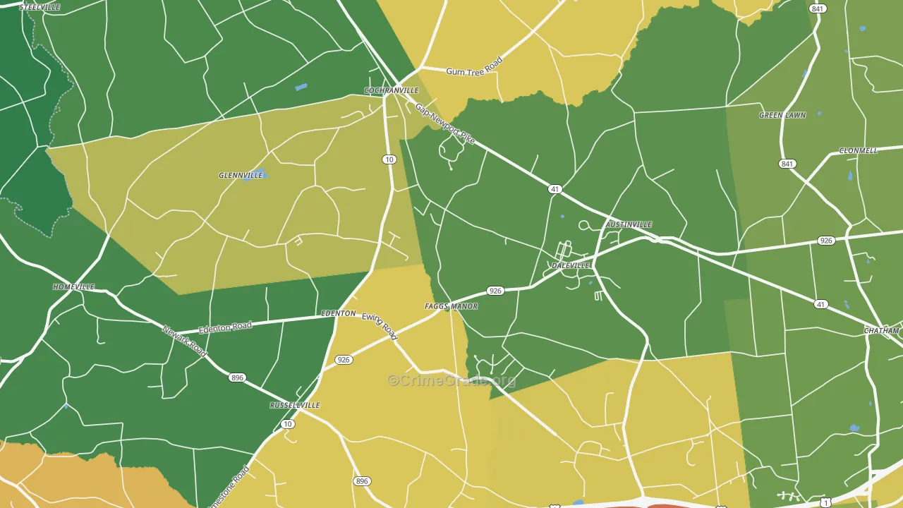 Cochranville, PA Map of Theft Rates