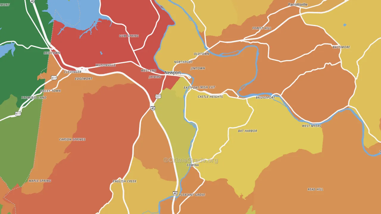Cocke County, TN Map of Theft Rates