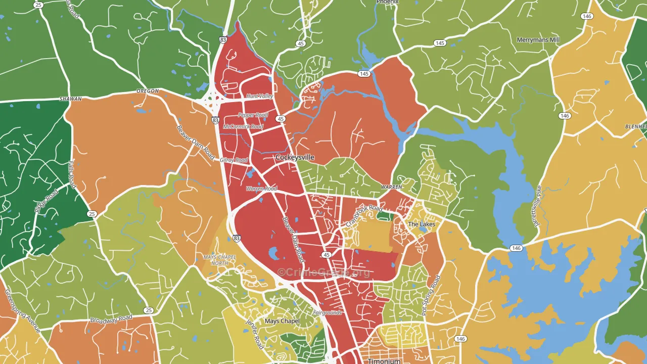 Cockeysville, MD Map of Theft Rates