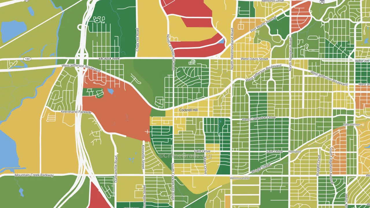 Cockrell Hill, TX Map of Theft Rates