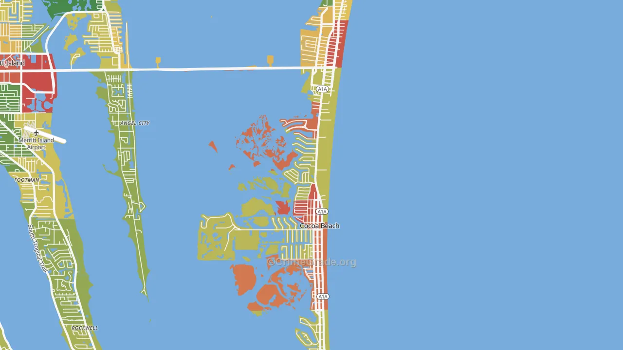 Cocoa Beach, FL Map of Theft Rates