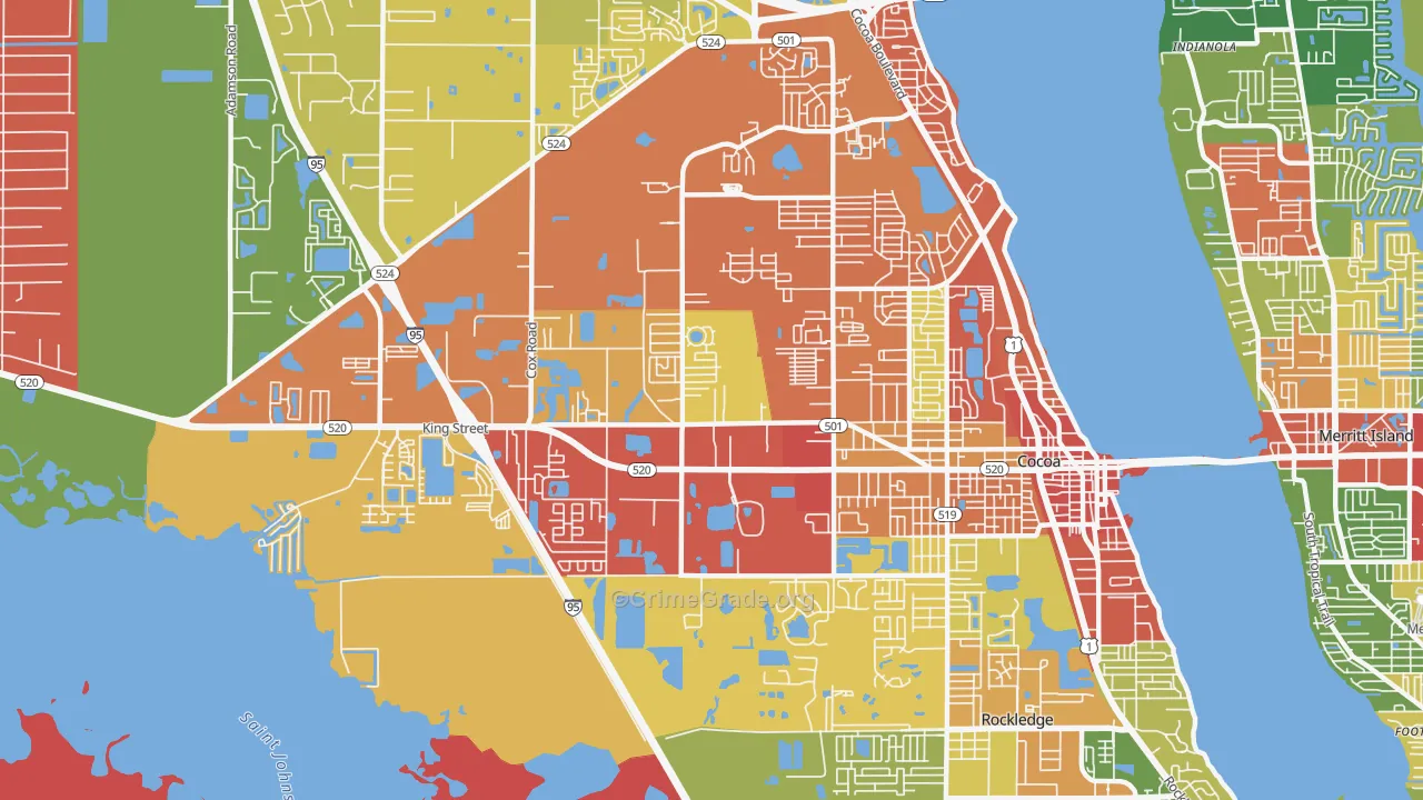 Cocoa West, FL Map of Theft Rates