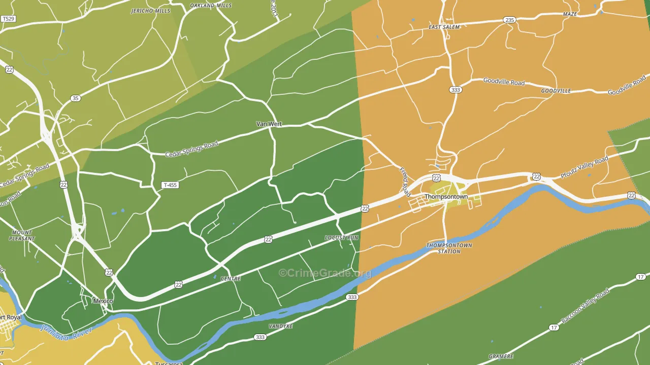 Cocolamus, PA Map of Theft Rates