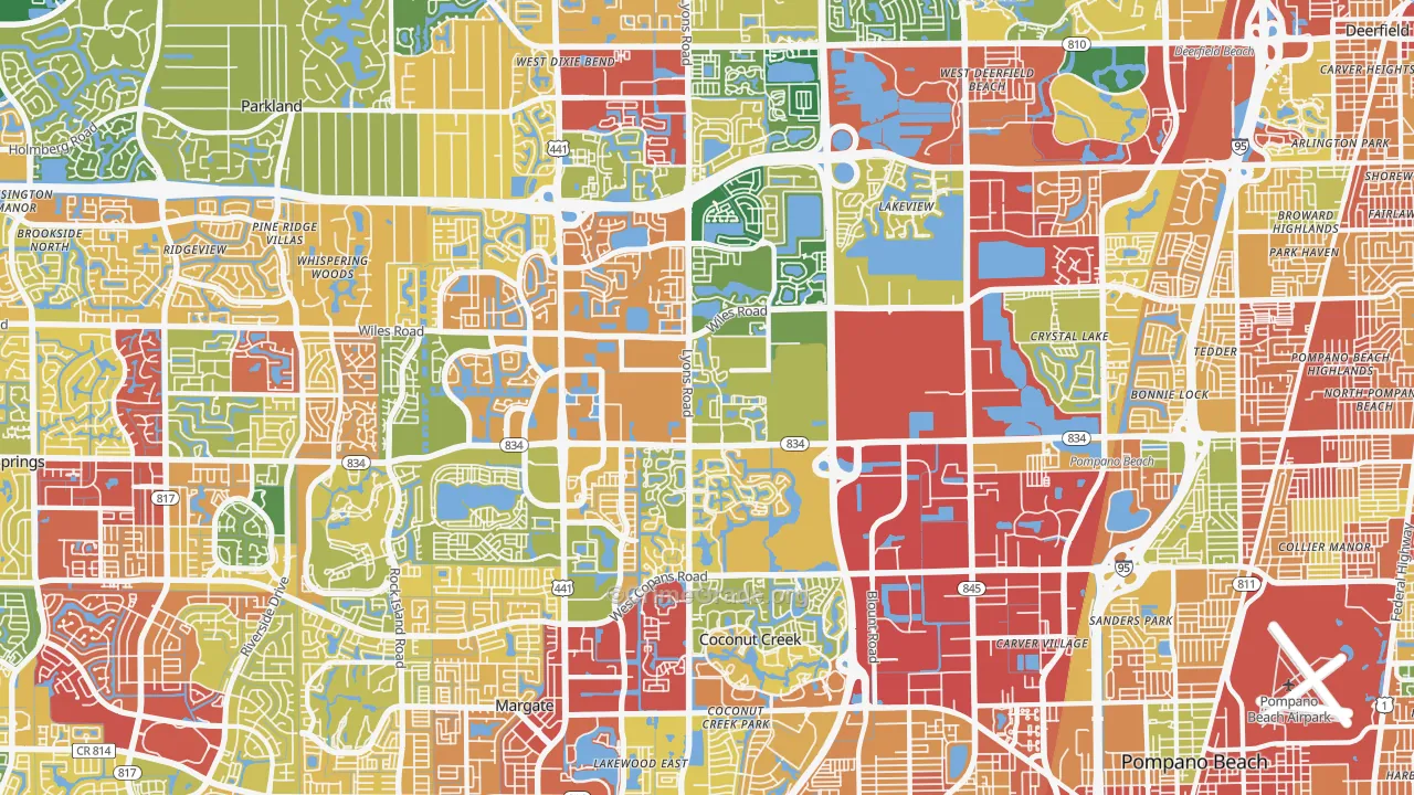Coconut Creek, FL Map of Theft Rates