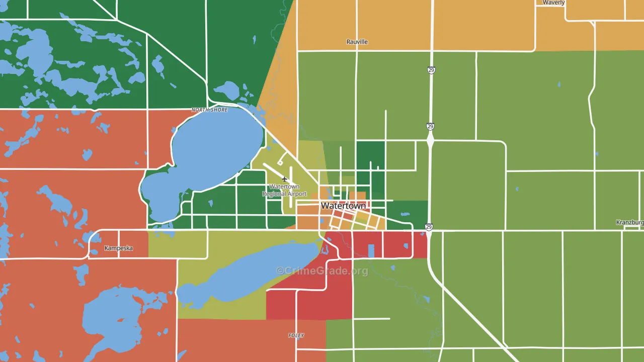 Codington County, SD Map of Theft Rates