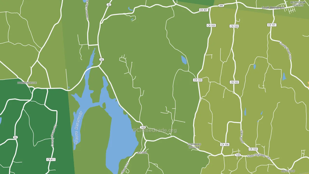 Coeymans Hollow, NY Map of Theft Rates
