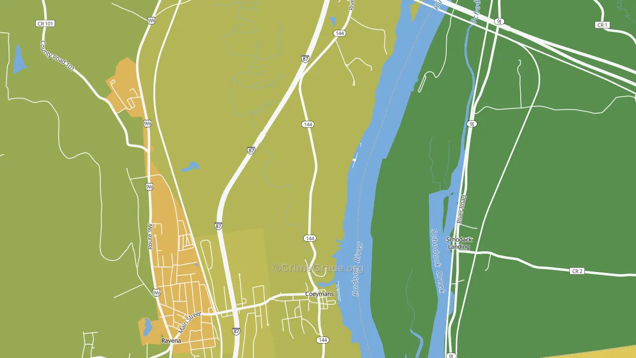 Coeymans, NY Map of Theft Rates
