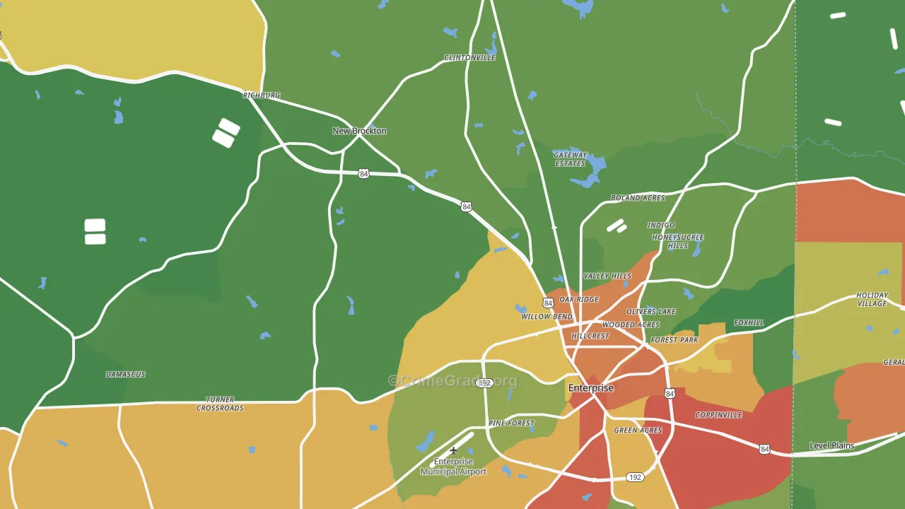 Coffee County, AL Map of Theft Rates