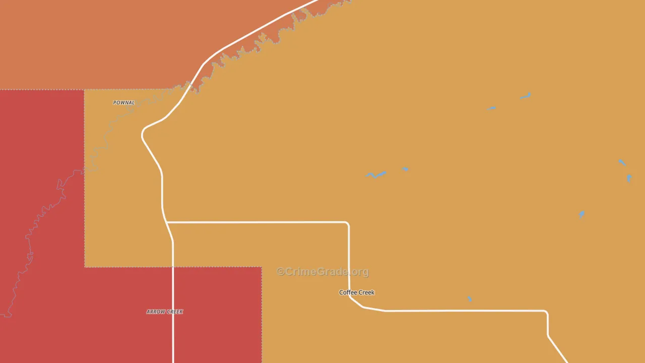 Coffee Creek, MT Map of Theft Rates
