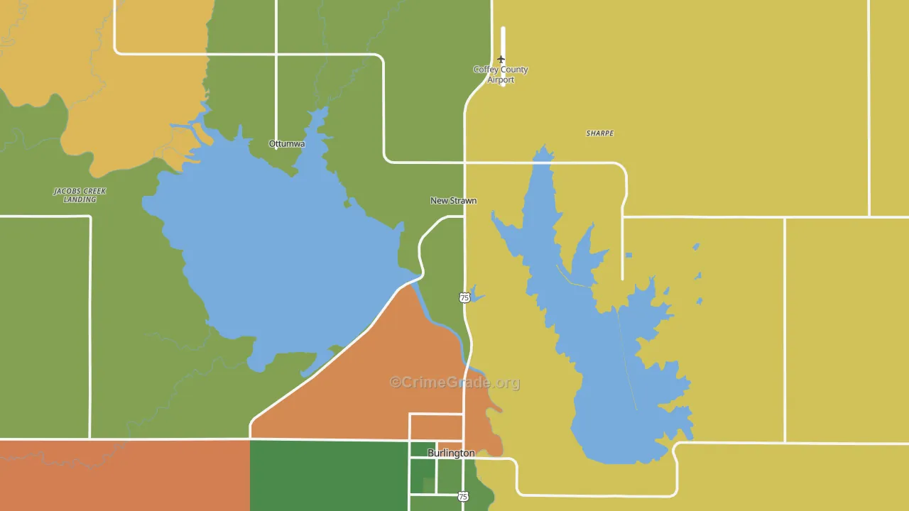 Coffey County, KS Map of Theft Rates