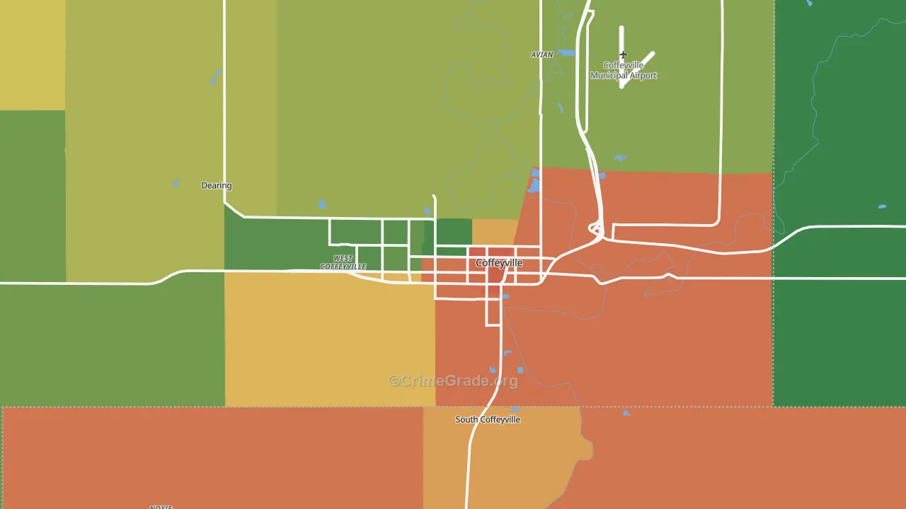 Coffeyville, KS Map of Theft Rates