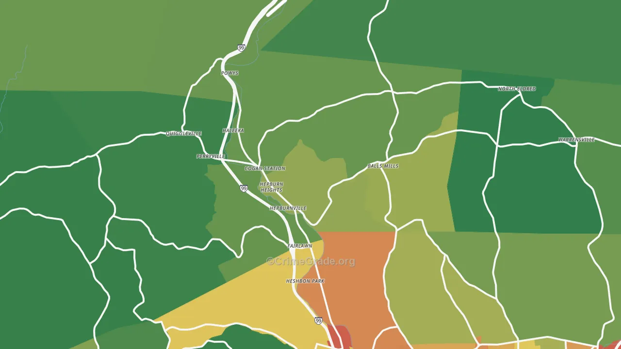 Cogan Station, PA Map of Theft Rates