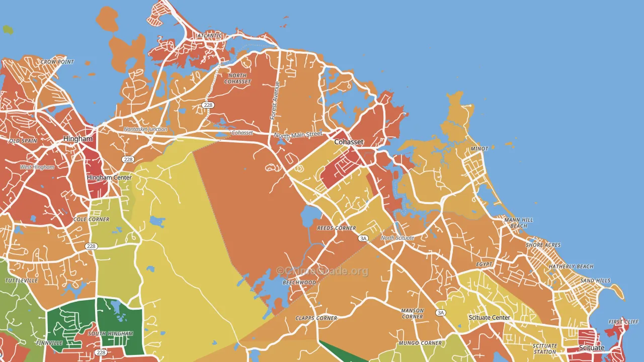 Cohasset, MA Map of Theft Rates