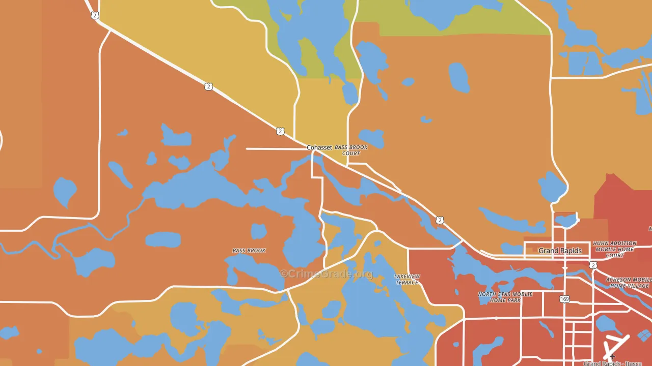 Cohasset, MN Map of Theft Rates