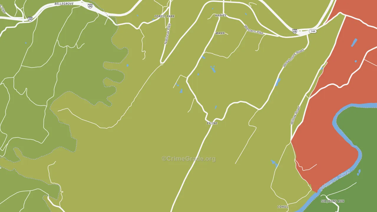 Cohill, MD Map of Theft Rates