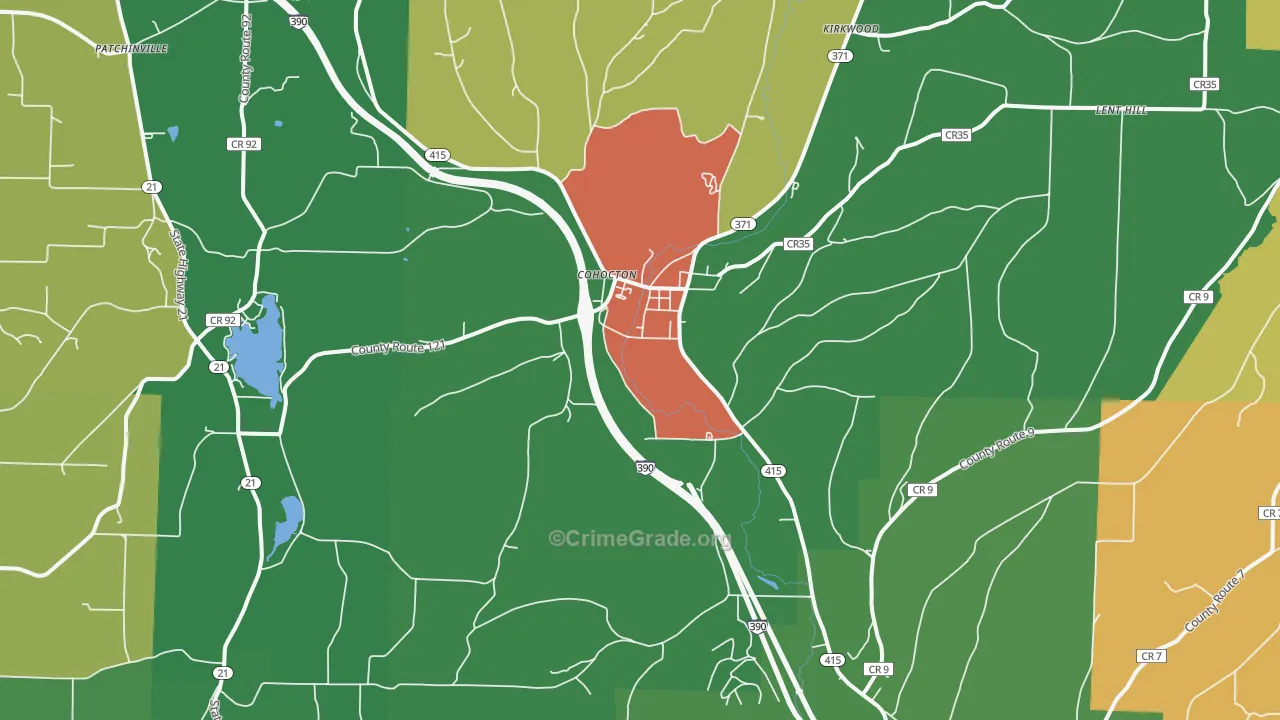Cohocton, NY Map of Theft Rates