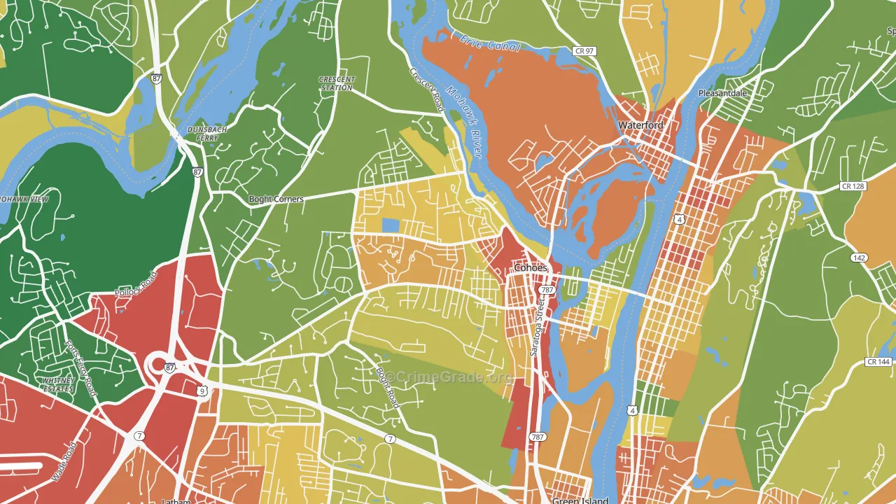 Cohoes, NY Map of Theft Rates