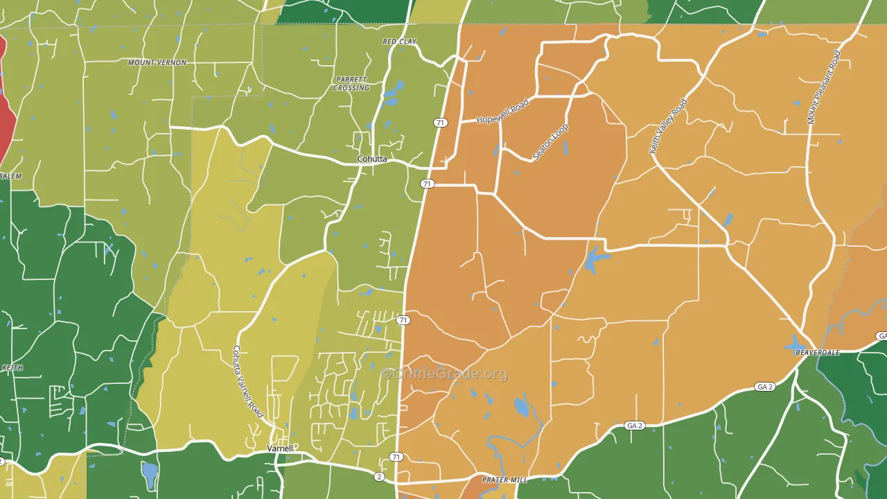 Cohutta, GA Map of Theft Rates