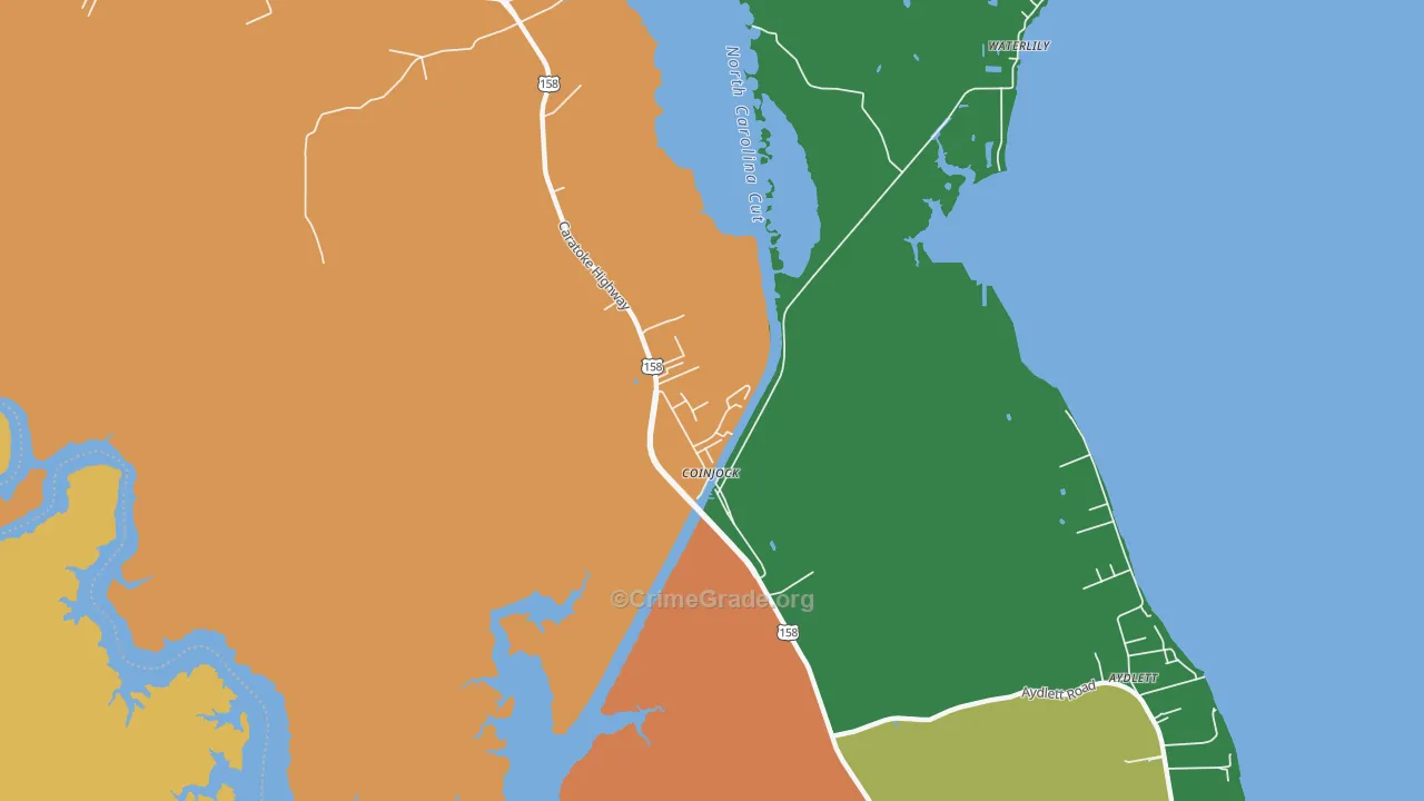 Coinjock, NC Map of Theft Rates