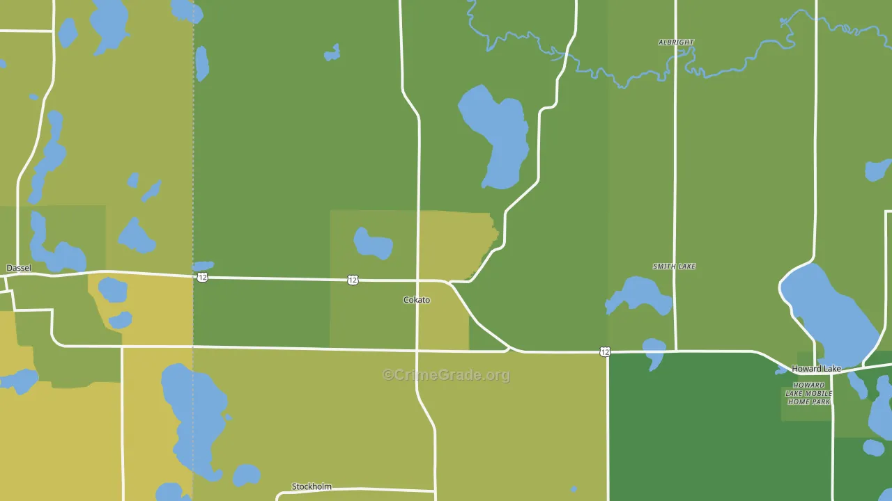 Cokato, MN Map of Theft Rates