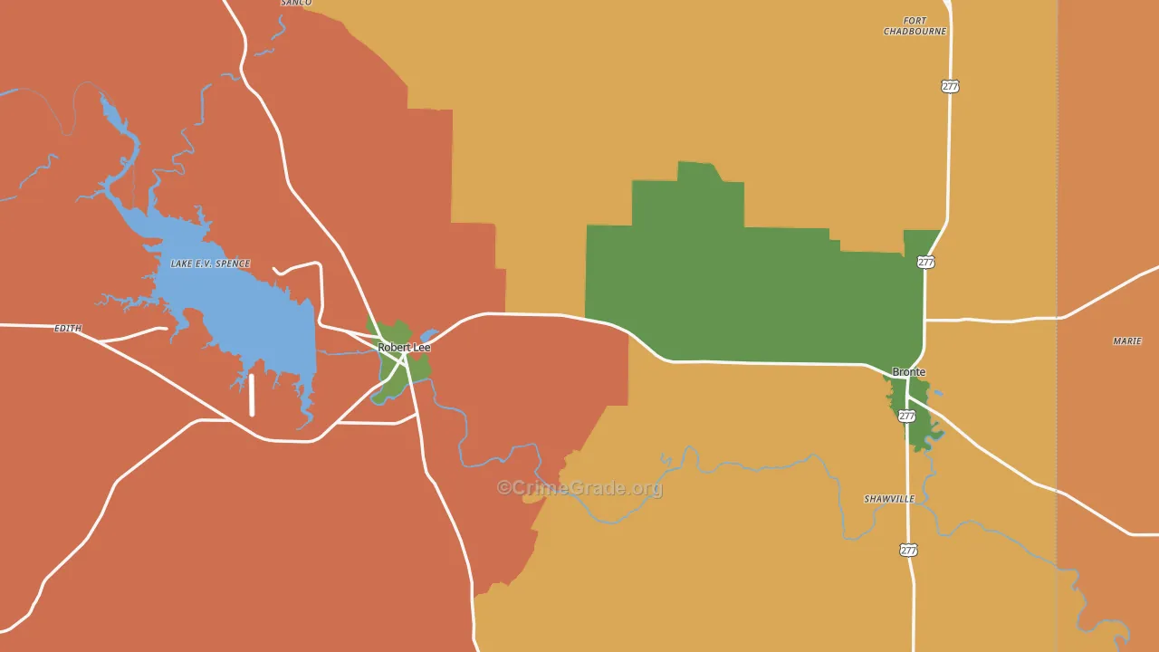 Coke County, TX Map of Theft Rates