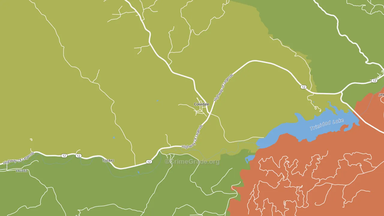 Cokedale, CO Map of Theft Rates