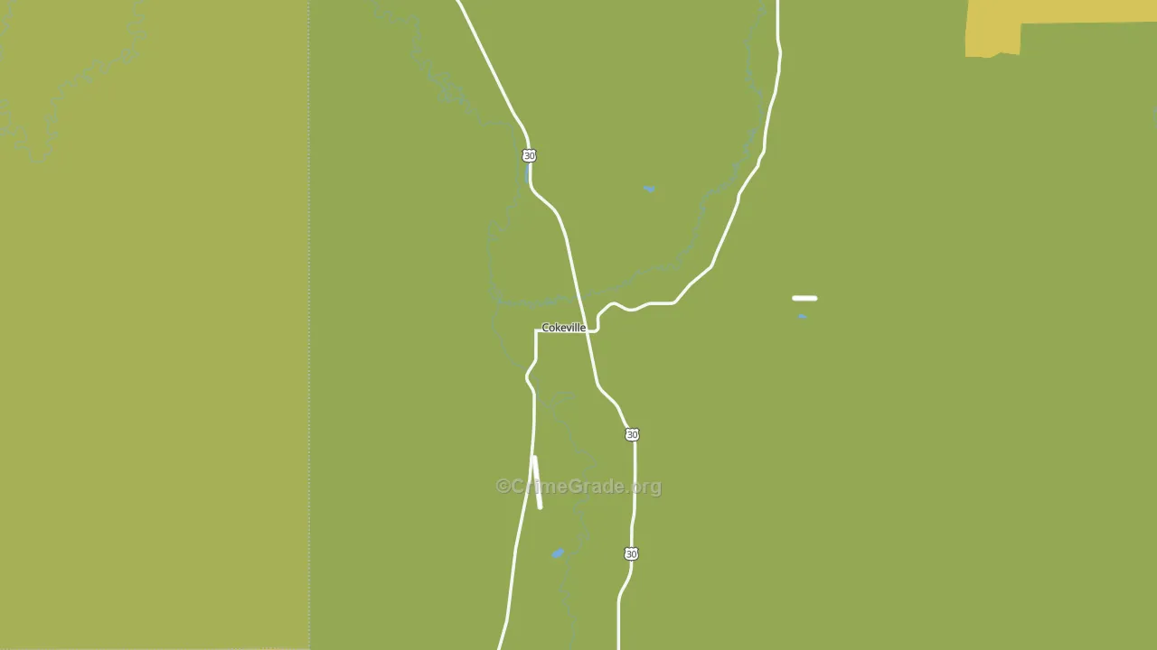 Cokeville, WY Map of Theft Rates
