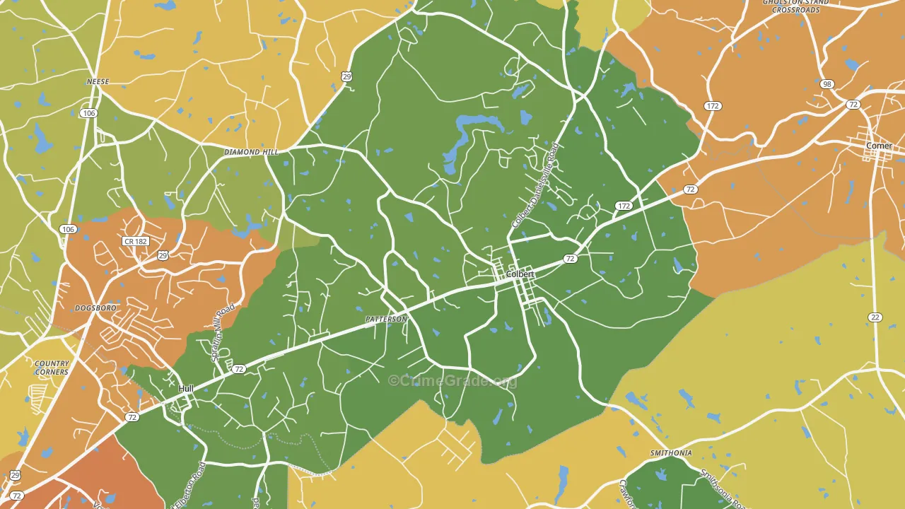 Colbert, GA Map of Theft Rates